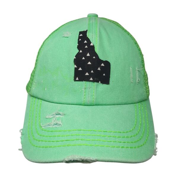 Idaho Strapback Mesh Back Trucker Hat Green One Size C.C Pony Caps W/Tags - Picture 1 of 11